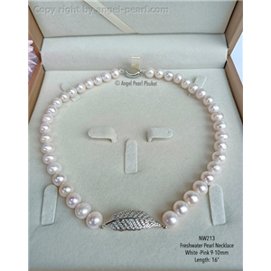 [NW213] Genuine White-Pink Freshwater Pearl Necklace
