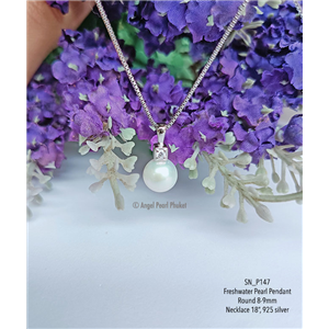 [SN_P147] Genuine Whtie Pearl Pendant with Necklace 