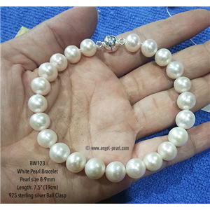 [BW123] Genuine White Freshwater Pearl Bracelet 