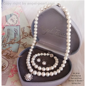 [SW_M168] Genuine White Freshwater Pearl Set with Pendant