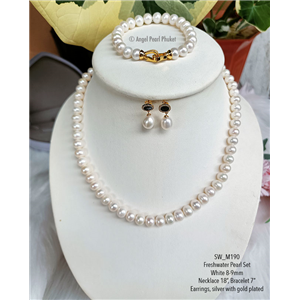 [SW_M190] Genuine White Freshwater Pearl Set