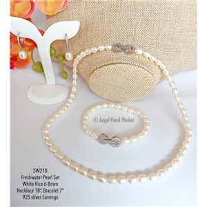 [SW218] Genuine White Freshwater Pearl Set