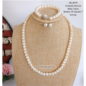 [SW_M199] Genuine White Freshwater Pearl Set