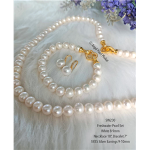 [SW230] Genuine White Freshwater Pearl Set