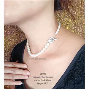 [NW200] Genuine White Freshwater Pearl Necklace