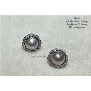 [ER496] Genuine Mabe Pearl Stud Earrings