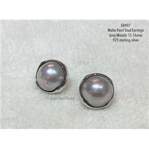 [ER497] Genuine Mabe Pearl Stud Earrings