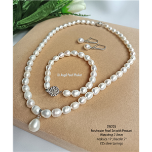 [SW205] Genuine White Freshwater Pearl Set with Pendant