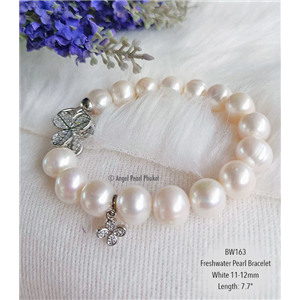 [BW163] Genuine White Freshwater Pearl Bracelet 