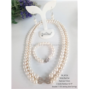 [SW_M136] Genuine White Freshwater Pearl Set