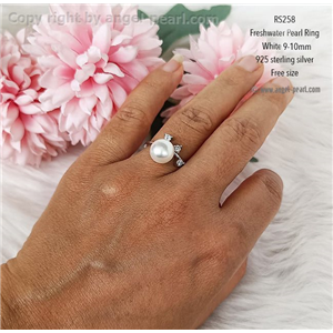 [RS258] Genuine White Freshwater Pearl Ring