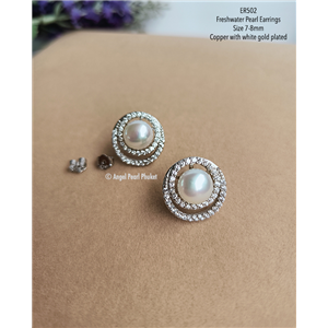 [ER502] Genuine Freshwater White Pearl Earrings