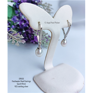 [ER503] Genuine Freshwater White Pearl Earrings
