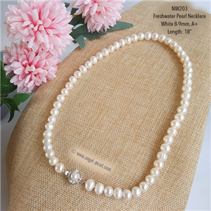 [NW203] Genuine White Freshwater Pearl Necklace