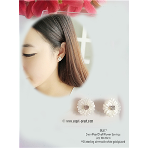 [ER317] Genuine Daisy Shell Pearl Earrings