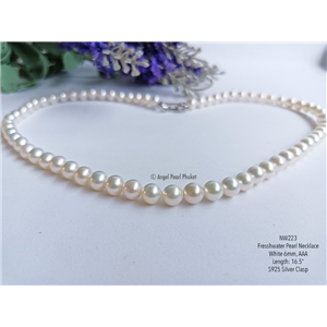 [NW223] Genuine White Freshwater Pearl Necklace