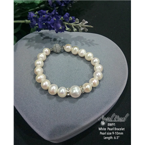 [BW91] Genuine White Freshwater Pearl Bracelet