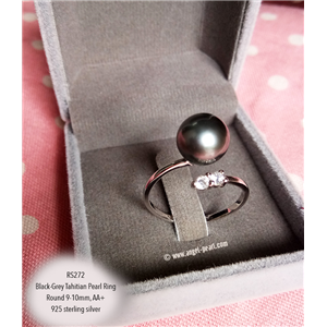 [RS272] Genuine Black-Grey Tahitian Pearl Ring