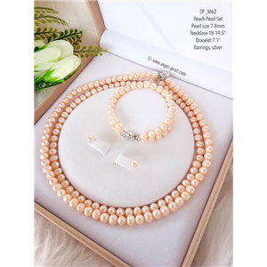 [SP_M62] Genuine Peach Freshwater Pearl Set