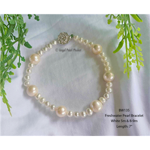 [BW135] Genuine White Freshwater Pearl Bracelet 