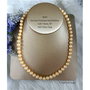 [NG44] Genuine Gold Freshwater Pearl Necklace