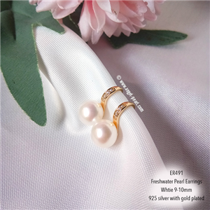 [ER491] Genuine Freshwater White Pearl Earrings