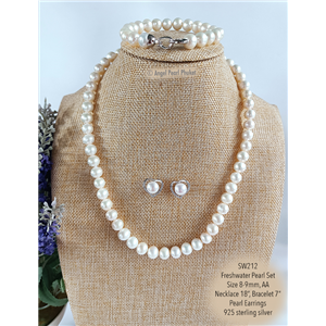 [SW212] Genuine White Freshwater Pearl Set