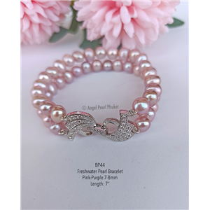 [BP44] Genuine Pink-Purple Freshwater Pearl Bracelet 