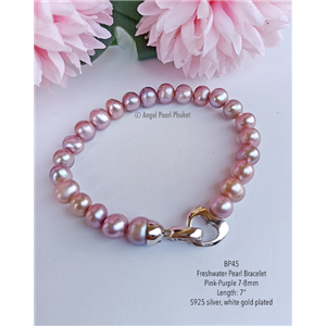 [BP45] Genuine Pink-Purple Freshwater Pearl Bracelet 