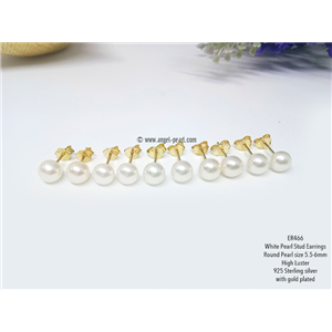 [ER466] Genuine White stud Freshwater Pearl Earrings 