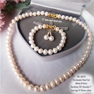 [SW_M201] Genuine White Freshwater Pearl Set