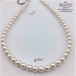[NA01] Genuine White Pink Akoya Pearl Necklace