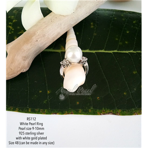 [RS112] Genuine White Freshwater Pearl Ring