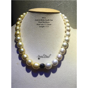 [NS11] Genuine Gold-White South Sea Pearl Necklace