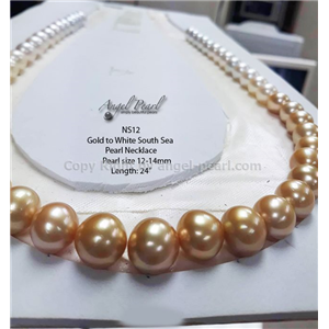 [NS12] Genuine Gold-White South Sea Pearl Necklace