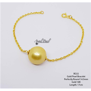 [BG32] Genuine Gold Freshwater Pearl Bracelet
