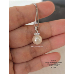 [SN_P164] สร้อยคอ พร้อมจี้ไข่มุกแท้ 8.5-9.5mm สวยเรียบหรู