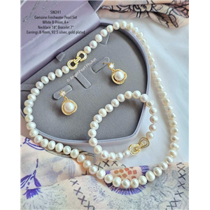 [SW241] ชุดไข่มุกแท้ภูเก็ตสีขาว 8-9mm คลาสสิคคัดเกรดสวย