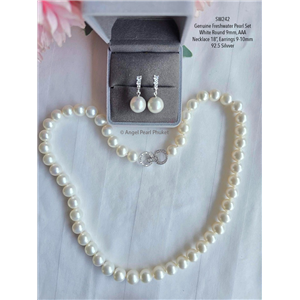 [SW242] ชุดไข่มุกแท้ภูเก็ตสีขาว 9mm คลาสสิคคัดท้อป AAA