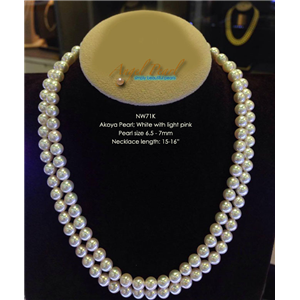 [NW71K] White with light pink Akoya Pearl Necklace
