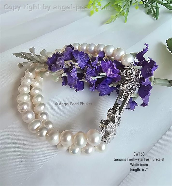 สร้อยข้อมือไข่มุกแท้สองสาย 6mm