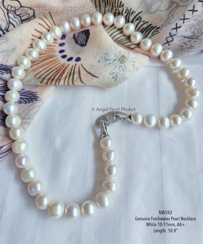 สร้อยคอไข่มุกแท้ภูเก็ต สีขาวคลาสสิค 10-11 mm เกรด A+