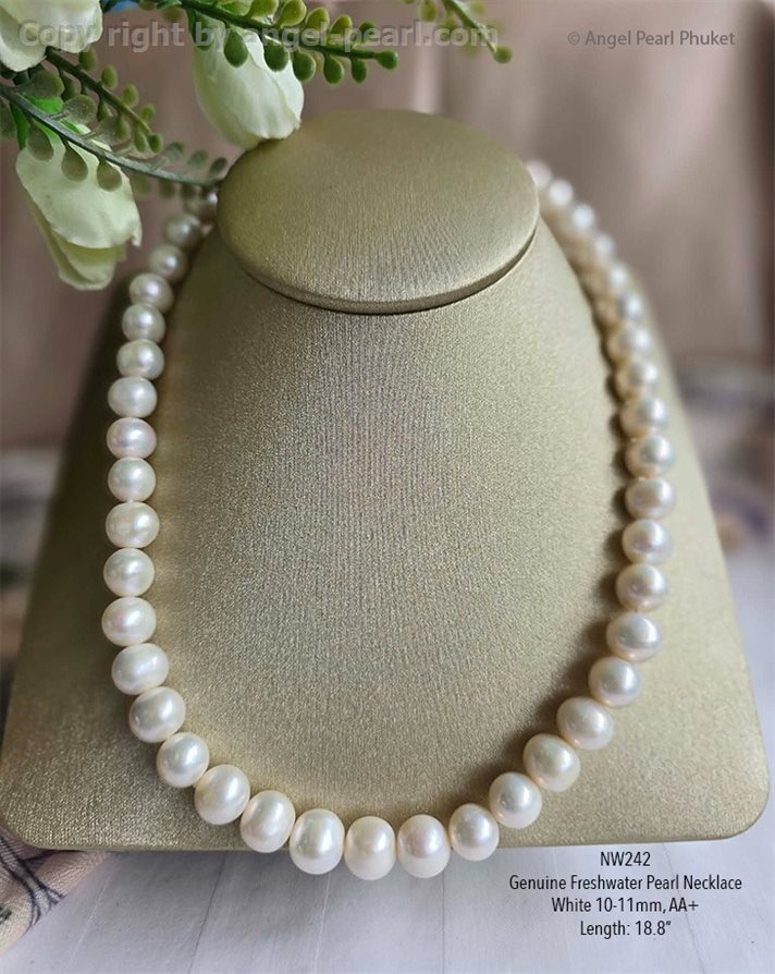 สร้อยคอไข่มุกแท้ภูเก็ต สีขาวคลาสสิค 10-11 mm เกรด A+