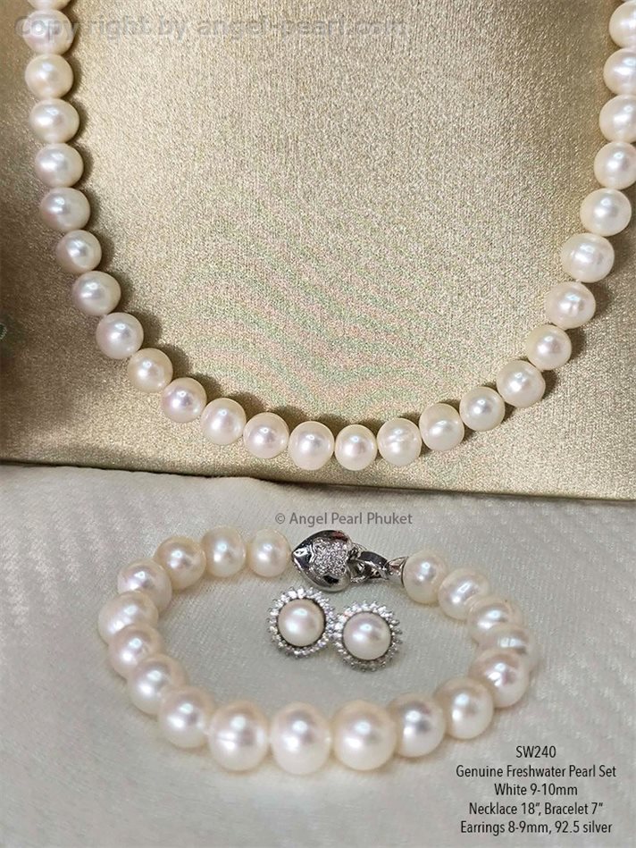 ชุดไข่มุกแท้ภูเก็ตสีขาว ขนาด 9-10mm สวยหรูคลาสสิค