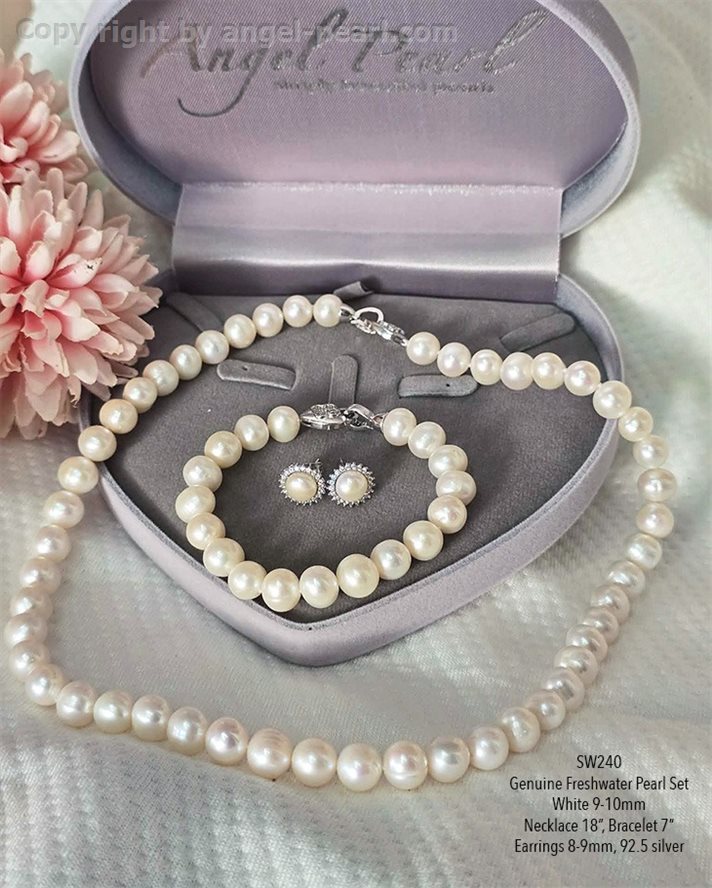 ชุดไข่มุกแท้ภูเก็ตสีขาว ขนาด 9-10mm สวยหรูคลาสสิค