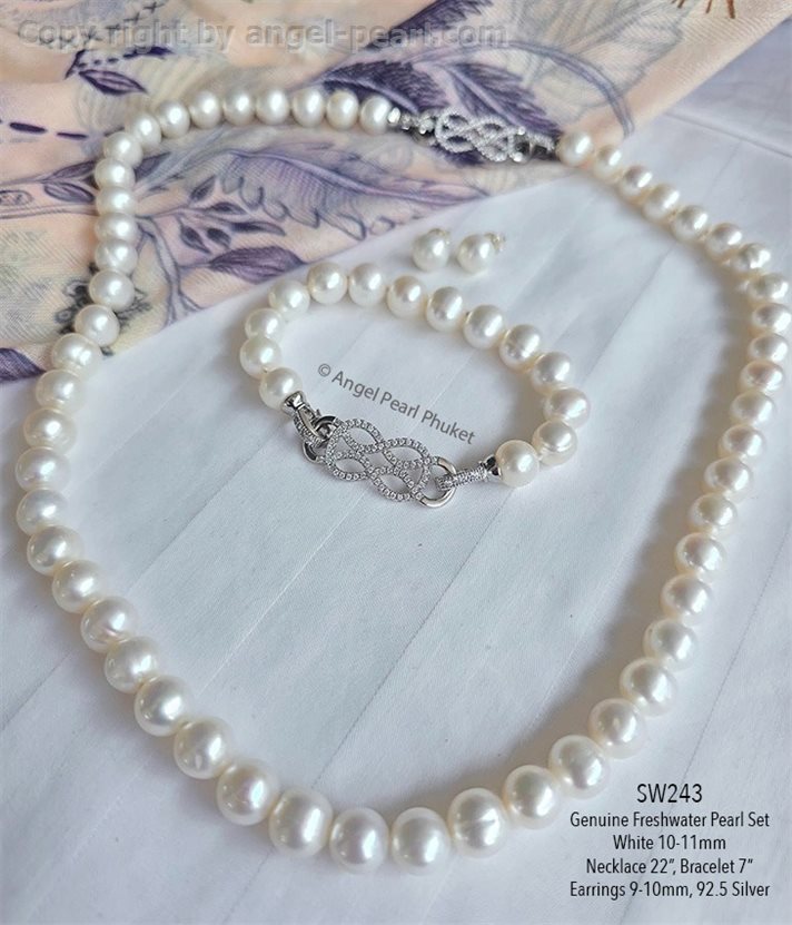 ชุดไข่มุกแท้ภูเก็ตสีขาว 10-11mm 